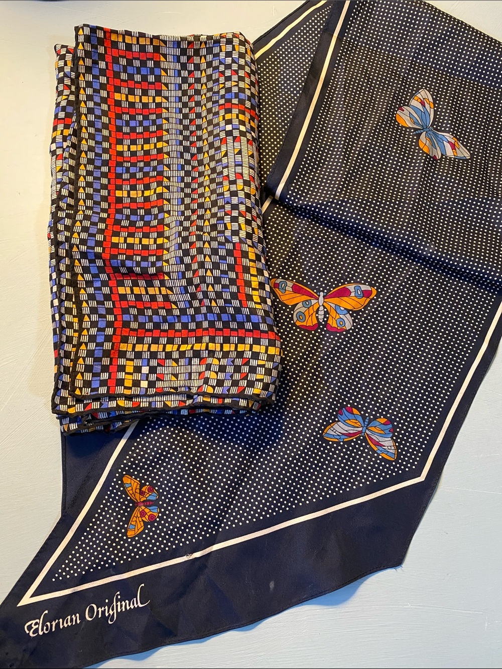 Vintage Scarves Butterfly & Geometric
